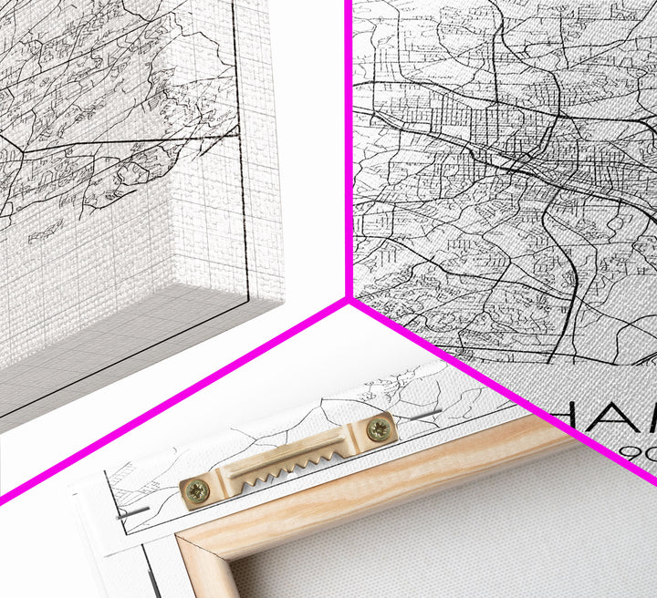 Durham Street Map, North Carolina Map, City Map Art, Minimalist Art, Wall Art, Canvas Print, Traveler Gift, Travel Wall Décor