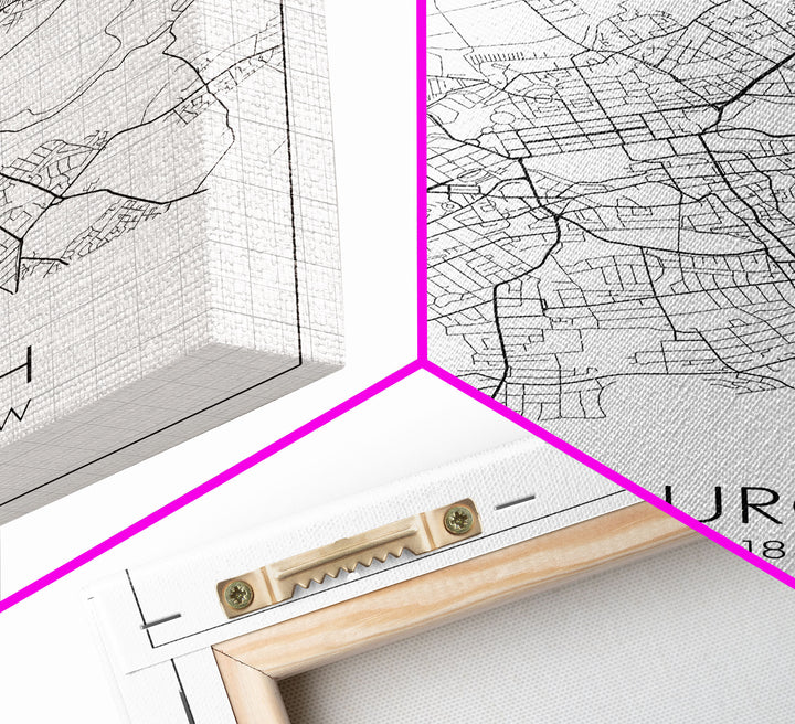 Edinburgh Street Map, United Kingdom Map, Europe City Map Art, Minimalist Art, Wall Art, Canvas Print, Travel Décor, Living Room Wall Art,