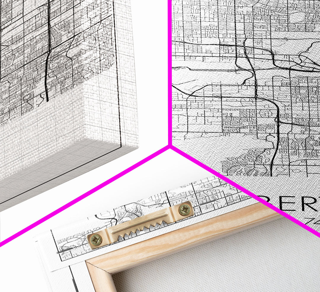 Gilbert Street Map, Arizona Map, City Map Art, Minimalist Art, Wall Art, Canvas Print, Black And White Map, Man Cave Art, Travel Wall Art