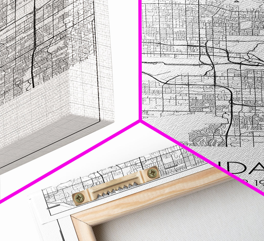 Glendale Street Map, Arizona Map, City Map Art, Minimalist Art, Wall Art, Canvas Print, Black And White Map, Above Bed Art, Wanderlust Gift