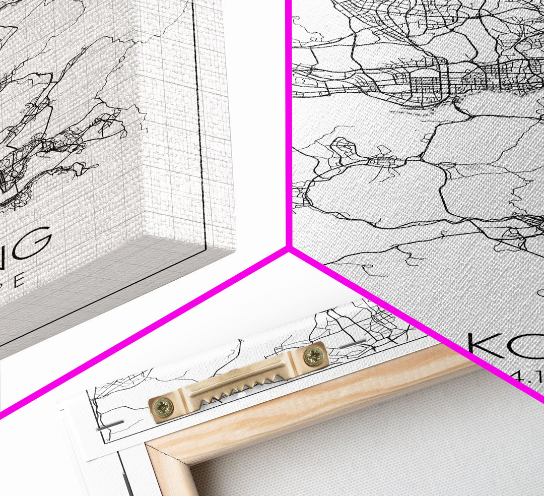 Hong Kong Street Map, China Map, Asia City Map Art, Minimalist Art, Wall Art, Canvas Print, Wanderlust Gift, Home Office Art, Travel Art
