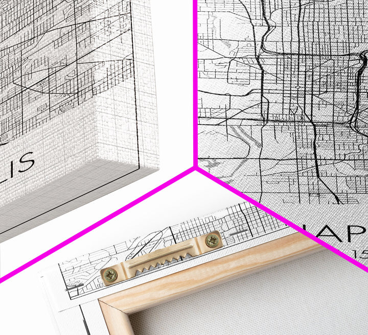 Indianapolis Street Map, Indiana Map, City Map Art, Minimalist Art, Wall Art, Canvas Print, Travel Wall Art, Gifts For Him, Living Room Art