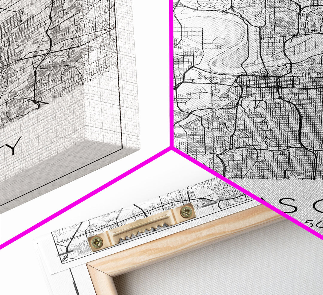 Kansas City Street Map, Missouri Map, City Map Art, Modern Wall Art, Wall Art, Canvas Print, Birthday Gift, Master Bedroom, Travel Wall Art