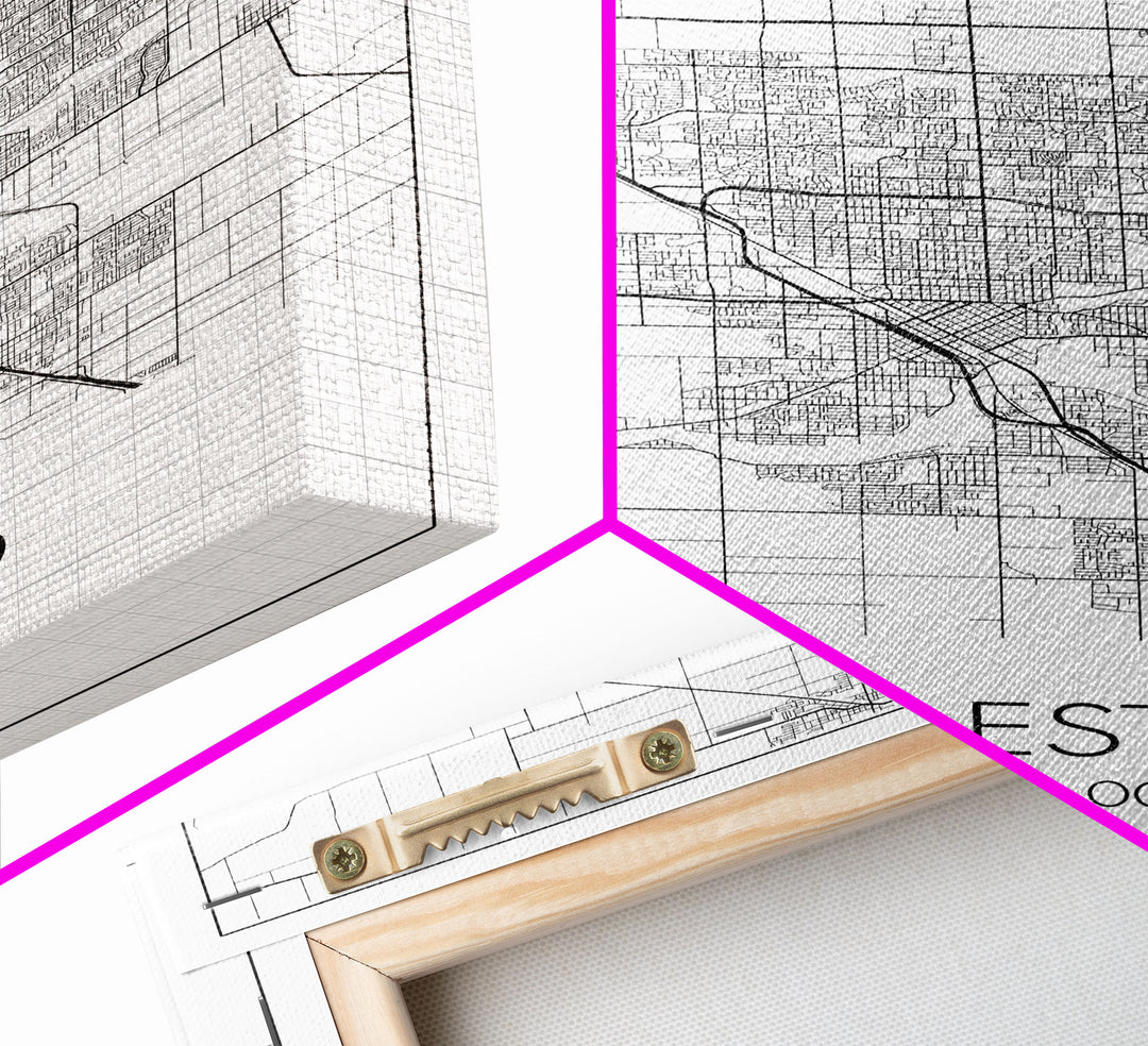 Modesto Street Map, California Map, City Map Art, Modern Art, Wall Art, Canvas Print, Home Décor Wall Art, Friendship Gift, Travel Wall Art