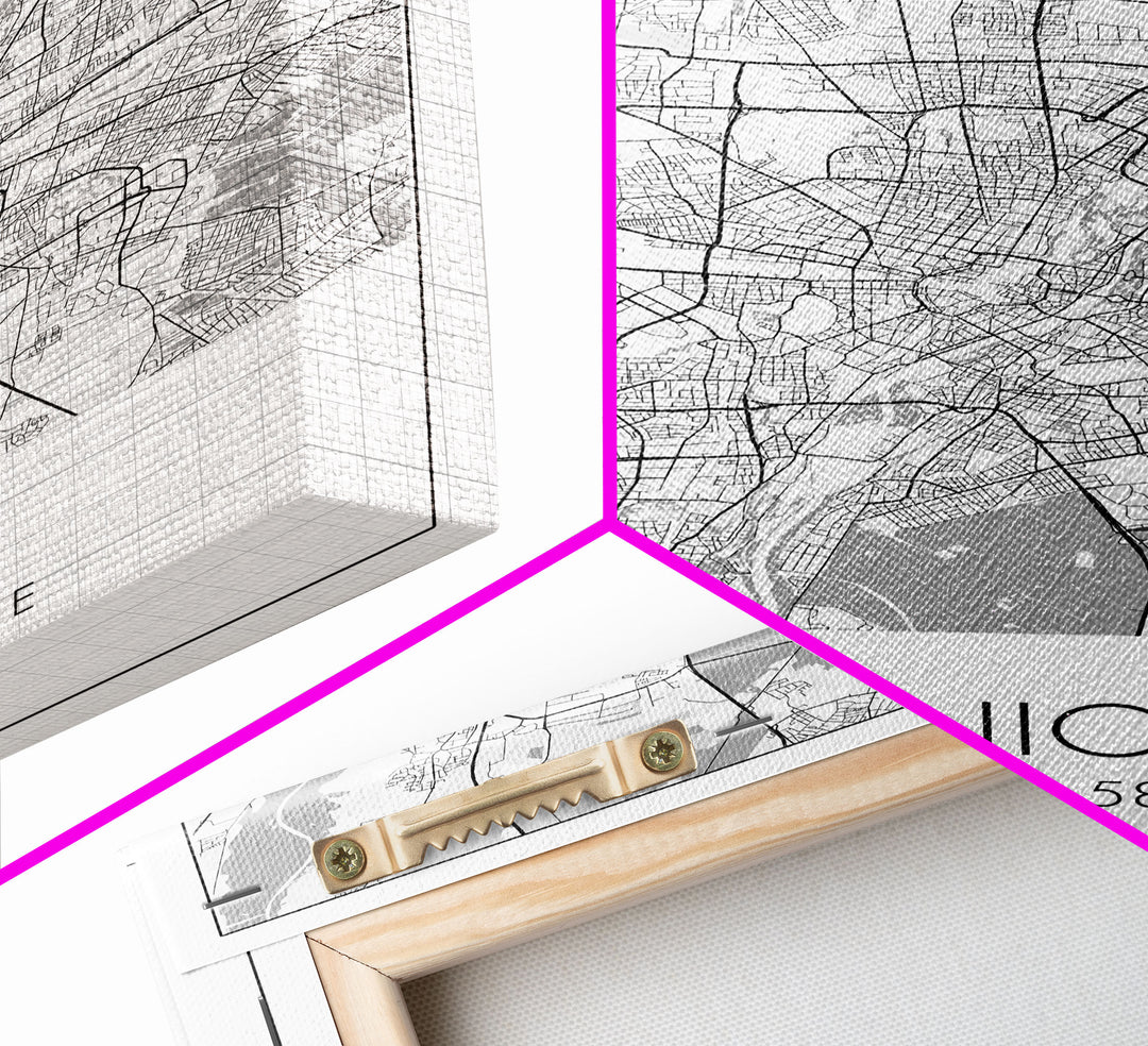 Munich Street Map, Germany Map, Europe City Map Art, Modern Art, Wall Art, Canvas Print, Dorm Wall Décor, Holiday Gift, Travel Wall Print