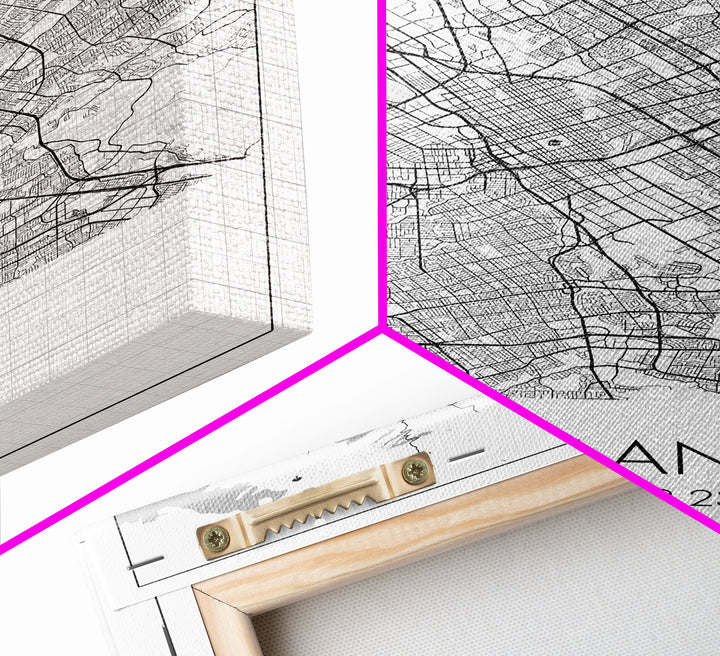 Oakland Street Map, California Map, City Map Art, Modern Art, Wall Art, Canvas Print, Living Room Art, Gift For Her, Adventure Wall Art