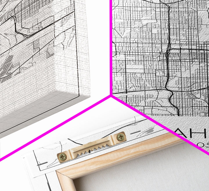 Omaha Street Map, Nebraska Map, City Map Art, Modern Art, Wall Art, Canvas Print, Living Room Wall Art, Travel Gifts For Men, Travel Art