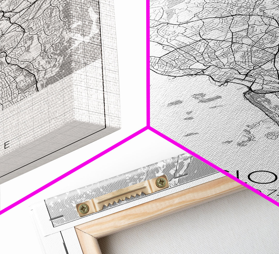 Oslo Street Map, Norway Map, Europe City Map Art, Modern Art, Wall Art, Canvas Print, Bedroom Art, Travelling Gifts, Travel Wall Décor