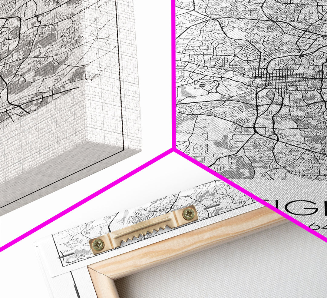 Raleigh Street Map, North Carolina Map, City Map Art, Minimalist Art, Wall Art, Canvas Print, Travel Lover Gift, Bedroom Wall Art