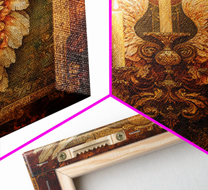 Angel Wings with Gold and Ivory Tones Canvas Print, Renaissanceinspired Art, Unique Wall Decor, Living Room Decor, Classic, REN-1x1-66