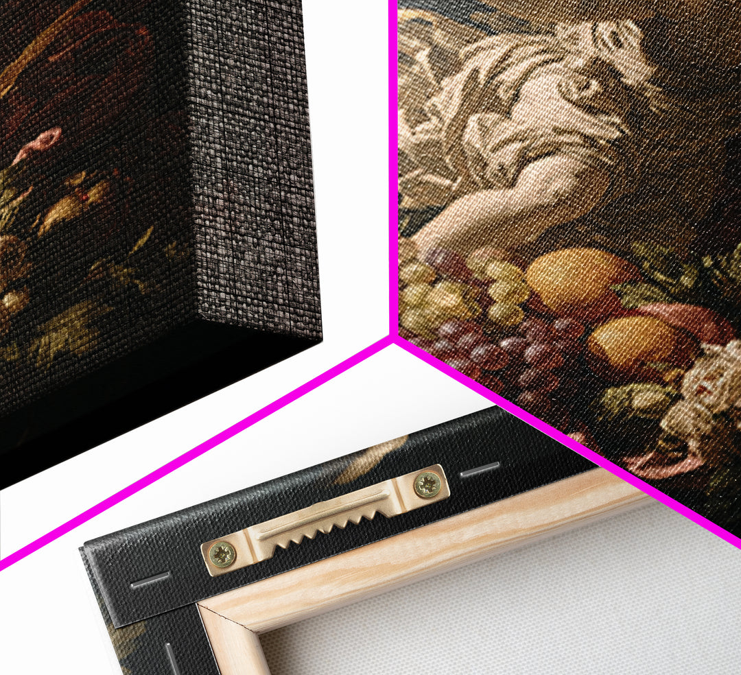 Cherub Holding a Ribbon Among Clouds Framed Canvas Print, Renaissanceinspired Art, Fantasy Decor, Living Room Decor, Classic, REN-1x1-78