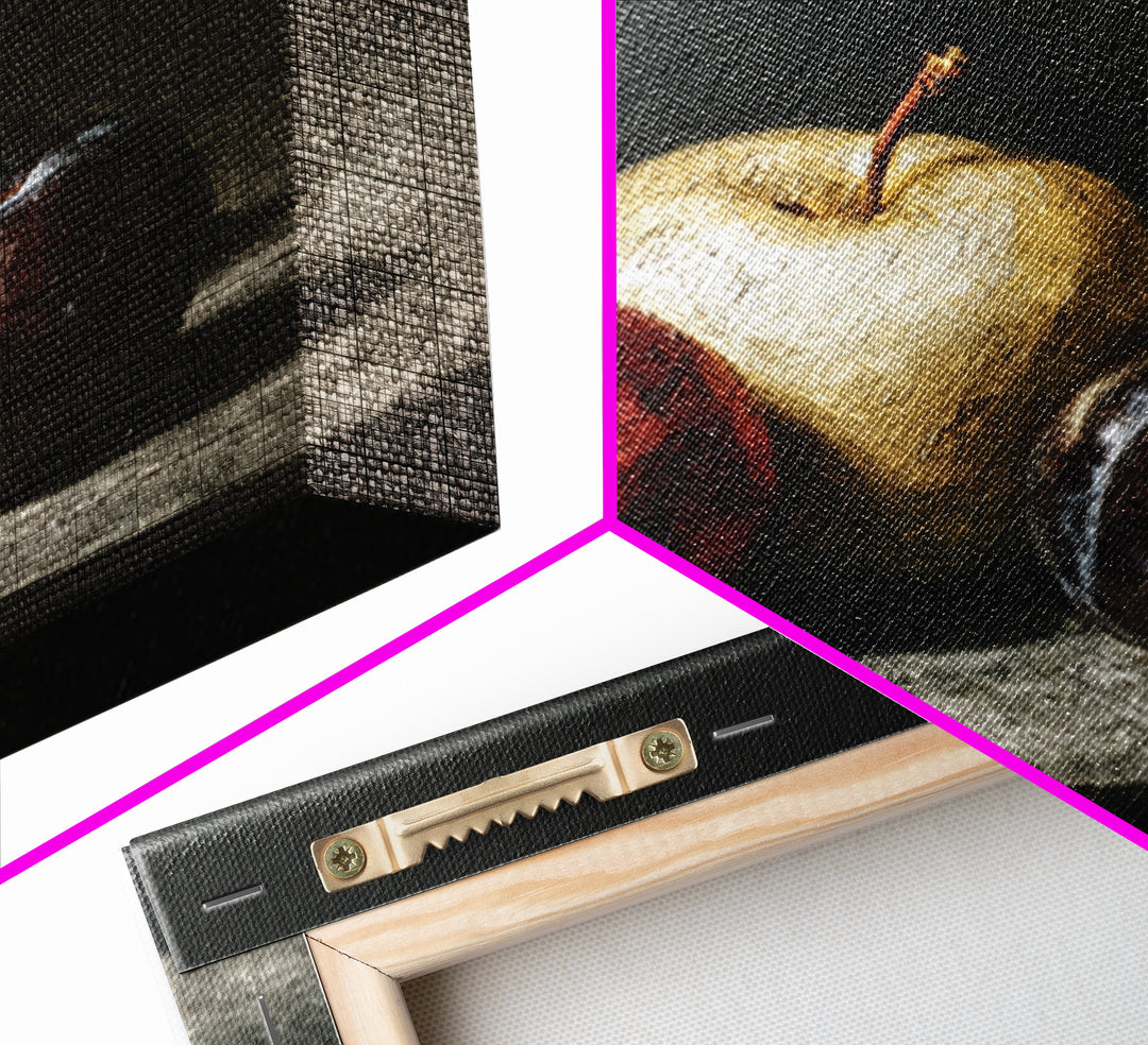 Oil Painted Fruit Still Life on Dark Canvas Print, Renaissanceinspired Art, Art Print, Living Room Decor, Fine Art, Classic, REN-1x1-99