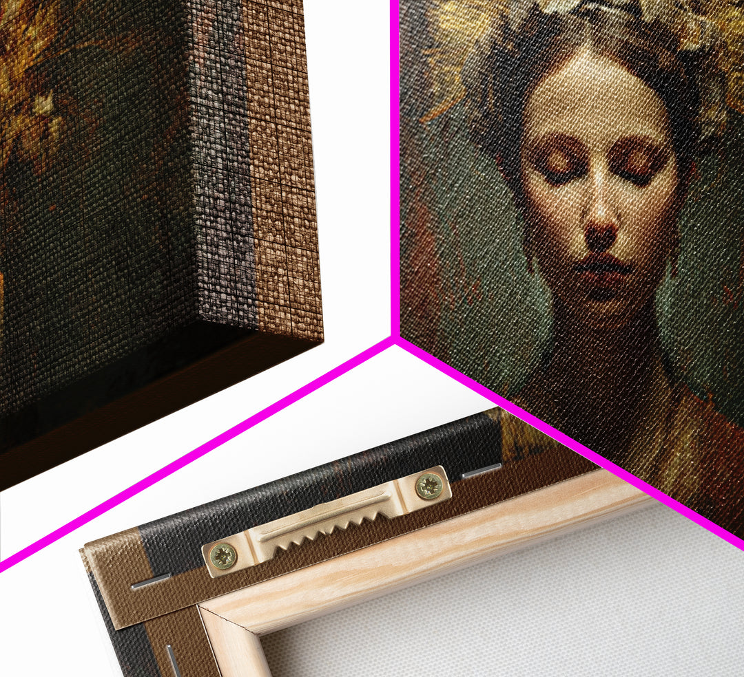 Gold Halo Portrait Canvas Print, Renaissanceinspired Art, Luxury Decor, Living Room Decor, Fine Art, Classic, Printable Art, REN-2x1-73