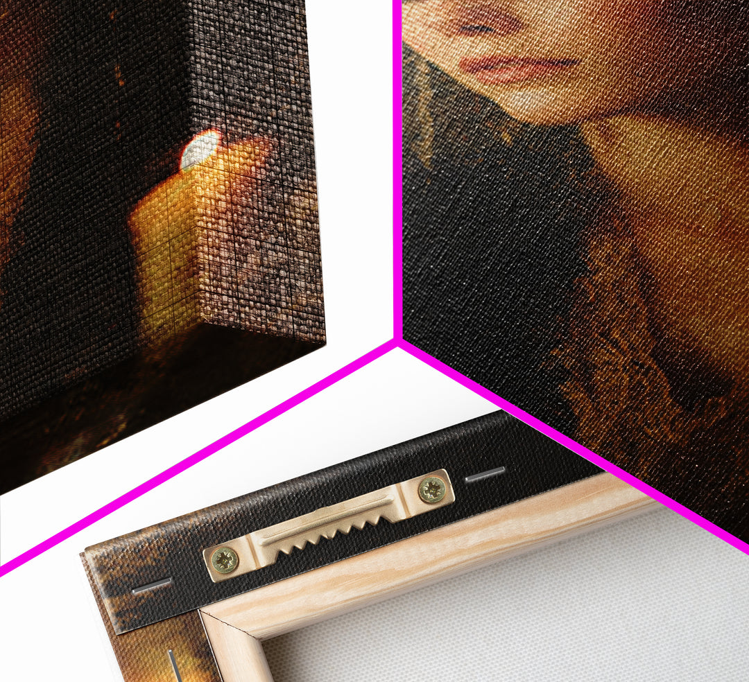 Gold Halo Portrait Canvas Print, Renaissanceinspired Art, Luxury Decor, Living Room Decor, Fine Art, Classic, Printable Art, REN-2x3-61
