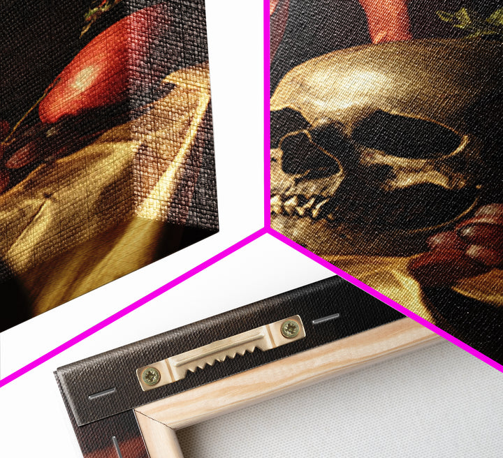 Old Master Skull and Candle Still Life Canvas Print, Renaissanceinspired Art, Fine Art Print, Living Room Decor, Oil Painting, REN-2x3-66