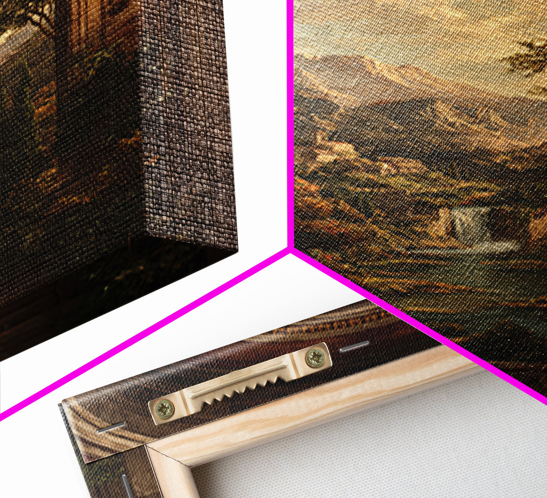 Architectural Arch with Italian Landscape Beyond Canvas Print, Renaissanceinspired Art, Floral Painting, Living Room Decor, REN-2x3-67