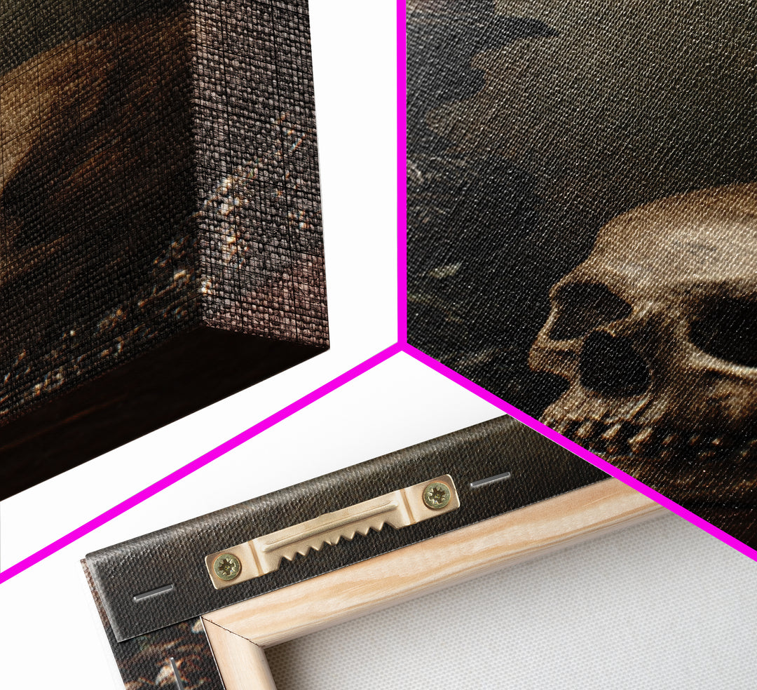 Old Master Skull and Candle Still Life Framed Canvas Print, Renaissanceinspired Art, Room Decor, Living Room Decor, Classic, REN-2x3-90