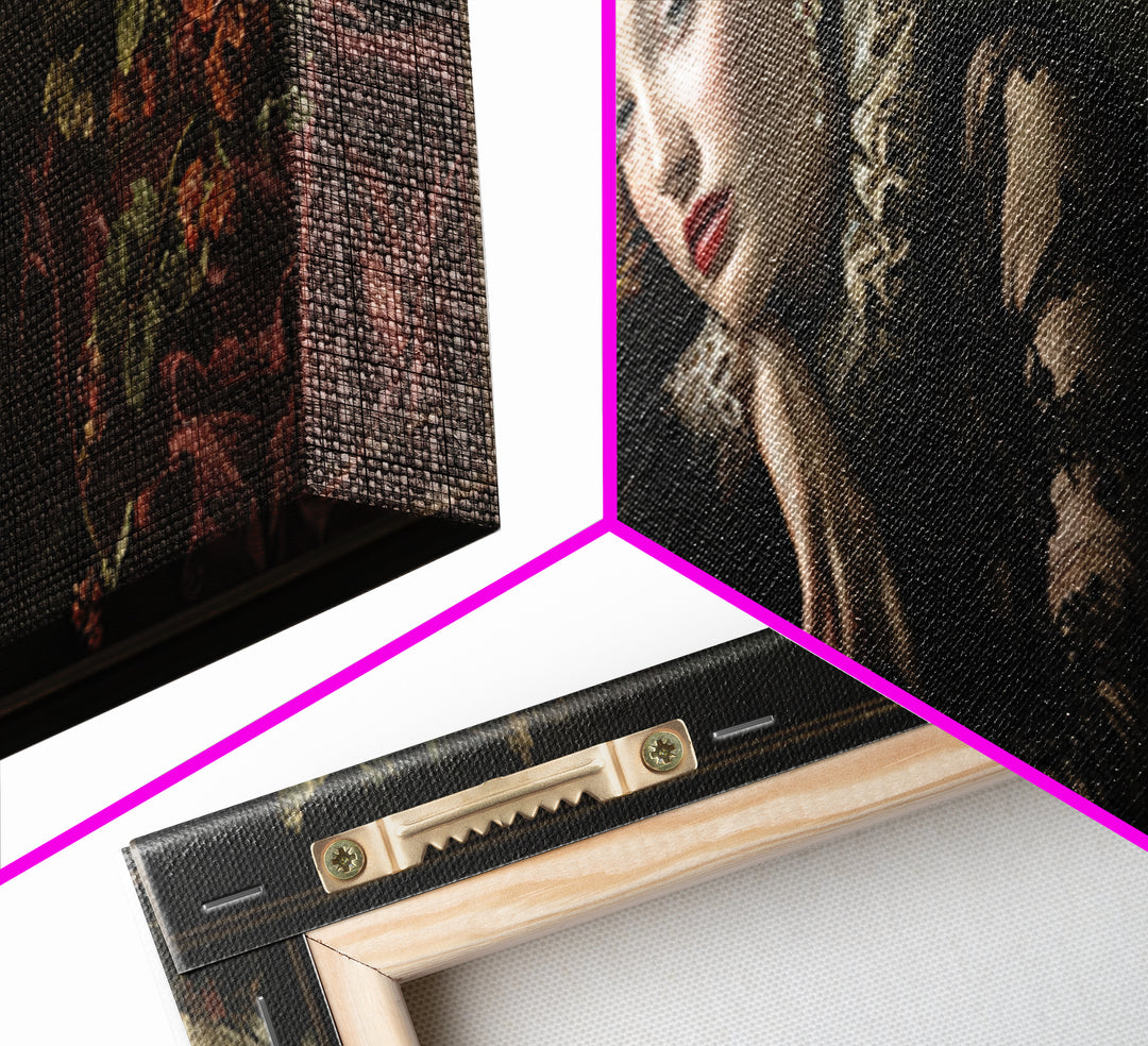 Madonna Like Portrait Canvas Print, Renaissanceinspired Art, Unique Wall Art, Living Room Decor, Classic, Mosaic Wall Art, REN-3x1-41