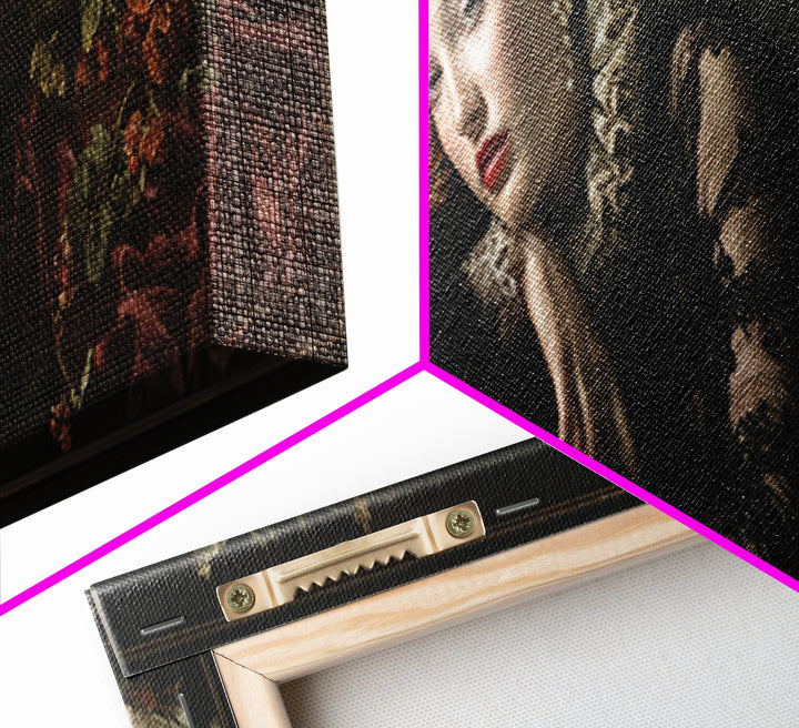 Madonna Like Portrait Canvas Print, Renaissanceinspired Art, Unique Wall Art, Living Room Decor, Classic, Mosaic Wall Art, REN-3x1-41