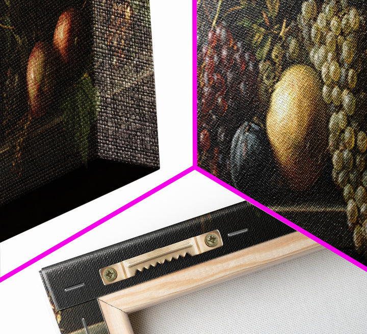 Oil Painted Fruit Still Life on Dark Canvas Print, Renaissanceinspired Art, Art Print, Living Room Decor, Fine Art, Classic, REN-3x1-43