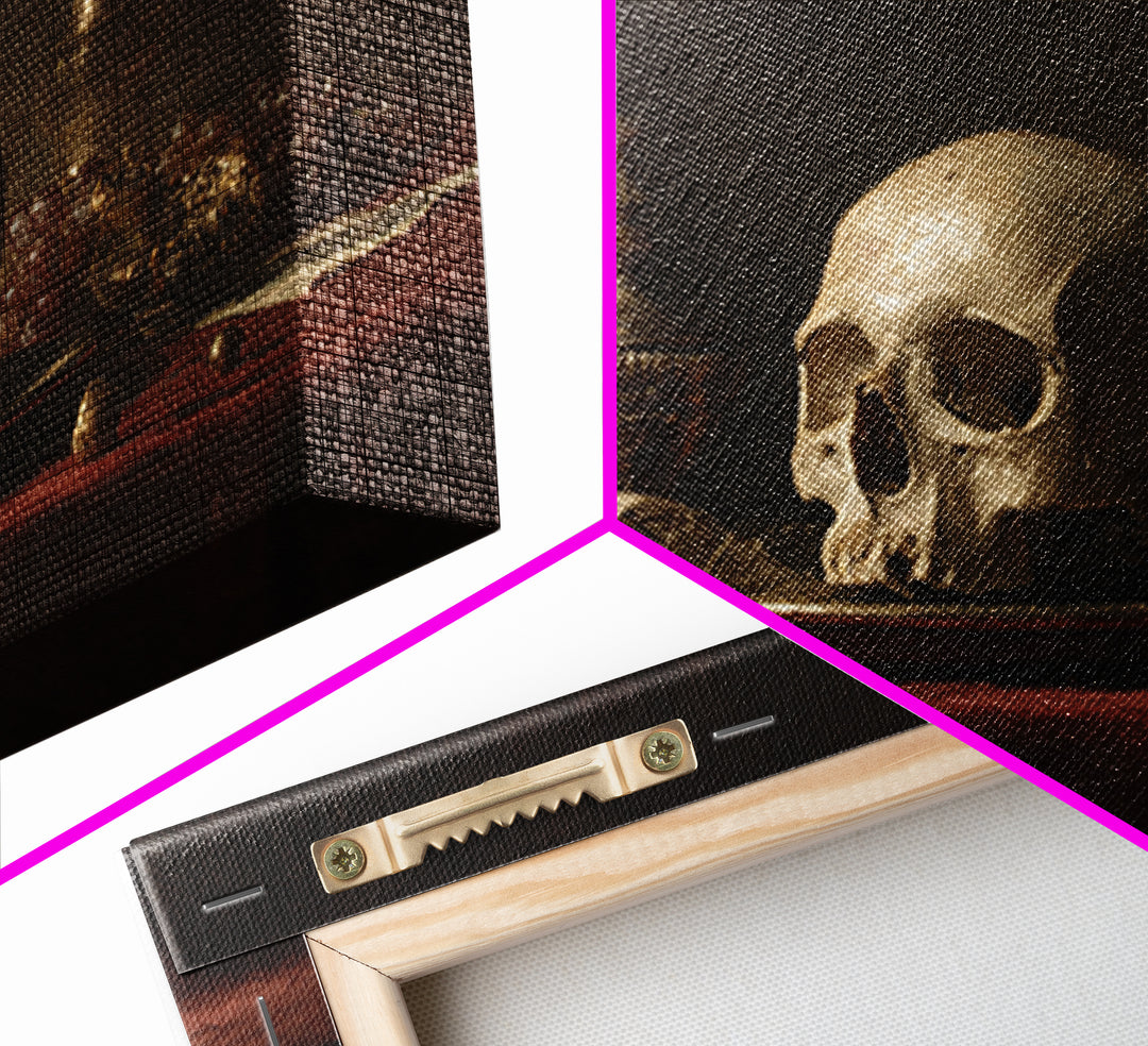Old Master Skull and Candle Still Life Canvas Print, Renaissanceinspired Art, Digital Art, Living Room Decor, Fine Art, Classic, REN-3x2-38