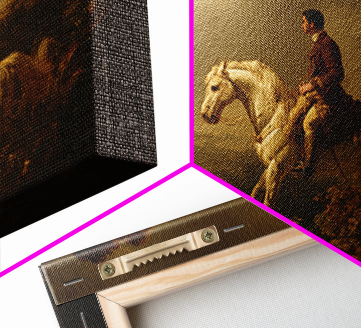 Classical Horse and Rider Framed Canvas Print, Renaissanceinspired Art, Cat Art, Living Room Decor, Fine Art, Classic, REN-3x2-85
