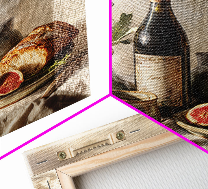 Wine Bottle and Figs Framed Canvas Print, Restaurant Art, Modern Decor, Restaurant Decor, Fine Art, Bistro, Poster, Wall Decor, RES-1x1-1
