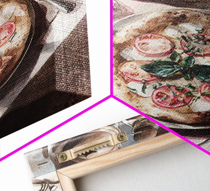 Pizzeria Tomato Basil and Mozzarella Still Life Canvas Print, Restaurant Art, Kitchen Wall Decor, Restaurant Decor, Bistro, RES-1x1-10