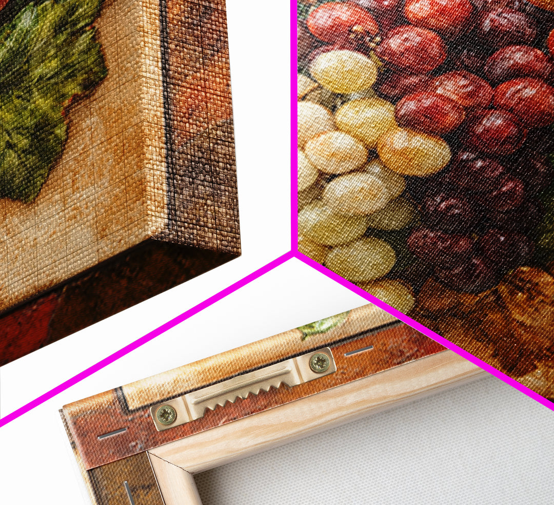 Wine Grapevine Botanical Study Framed Canvas Print, Restaurant Art, Wall Art Print, Restaurant Decor, Fine Art, Bistro, RES-1x1-39