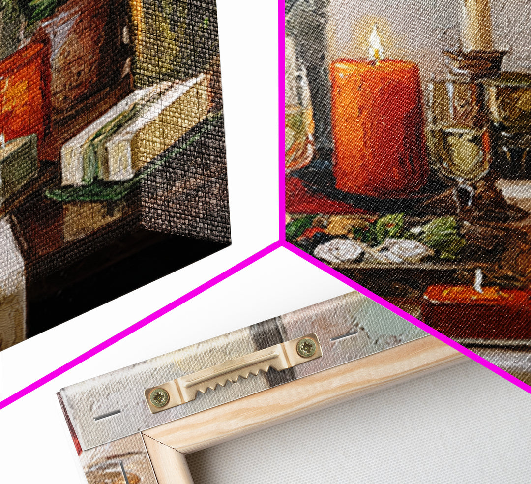 Elegant Table Objects Framed Canvas Print, Restaurant Art, Wall Decor, Restaurant Decor, Oil Painting, Bistro, Farmhouse Decor, RES-1x1-48