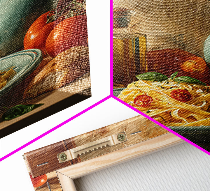 Fresh Pasta with Tomatoes and Basil Canvas Print, Restaurant Art, Cool Wall Art, Restaurant Decor, Fine Art, Bistro, RES-1x1-50