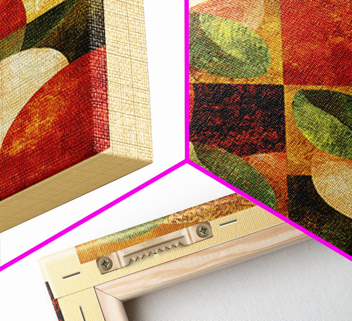 Abstract Appetite Friendly Red and Orange Shapes Canvas Print, Restaurant Art, Restaurant Decor, Abstract Art, Bistro, RES-1x1-89