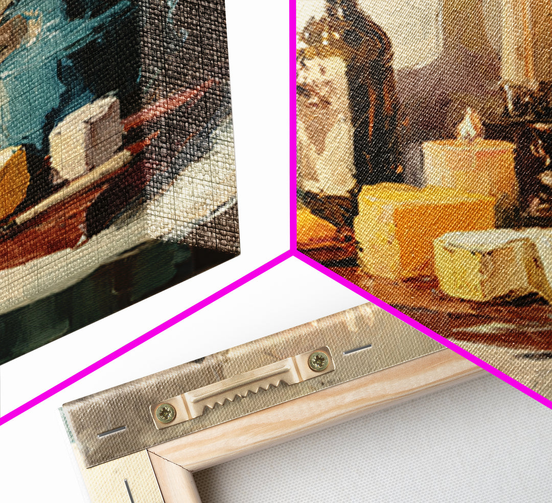Elegant Table Objects Framed Canvas Print, Restaurant Art, Canvas, Restaurant Decor, Fine Art, Bistro, Living Room Decor, RES-1x1-96