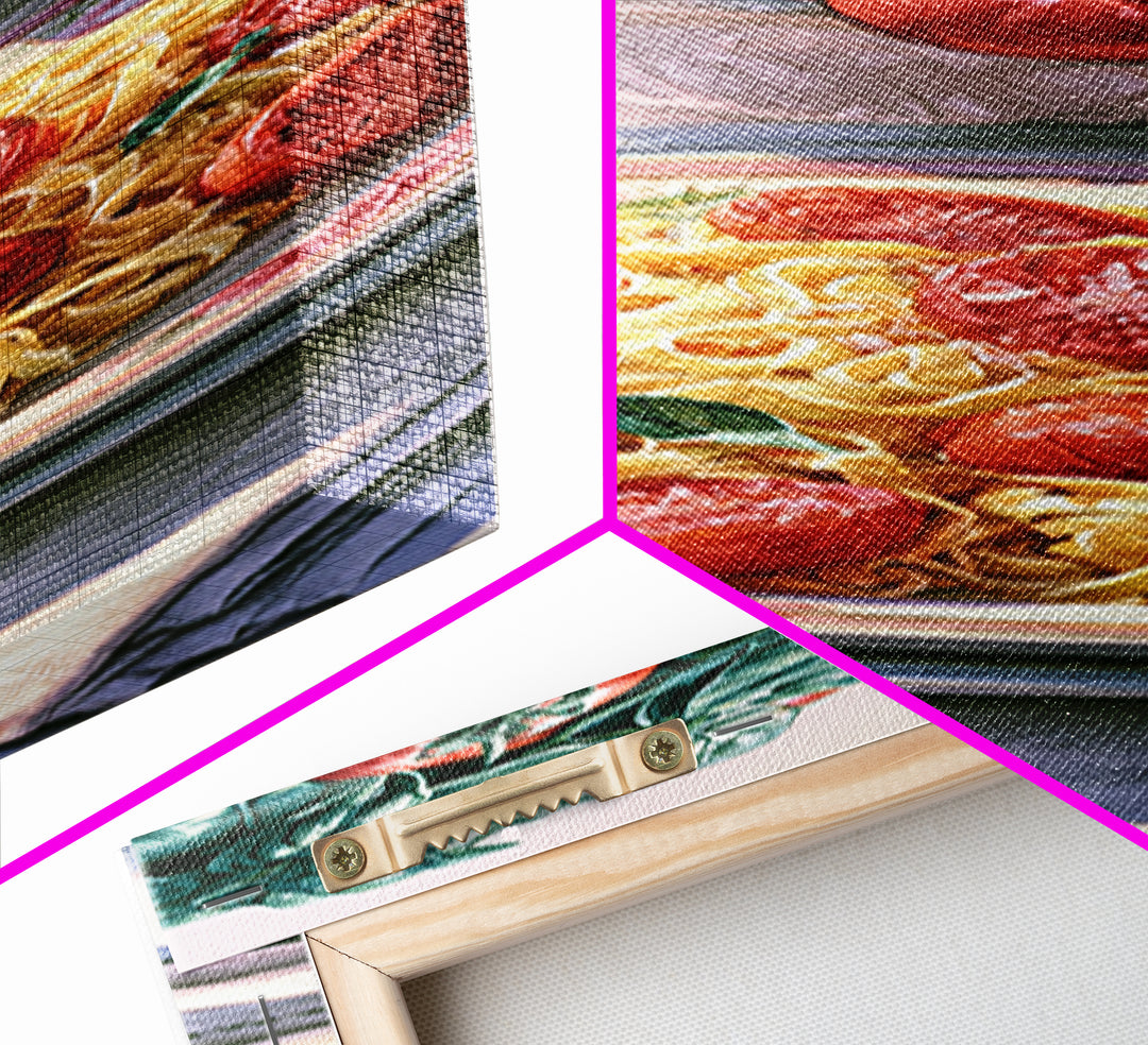 Fresh Pasta with Tomatoes and Basil Canvas Print, Restaurant Art, Gallery Decor, Restaurant Decor, Fine Art, Bistro, Wall Art, RES-1x3-14
