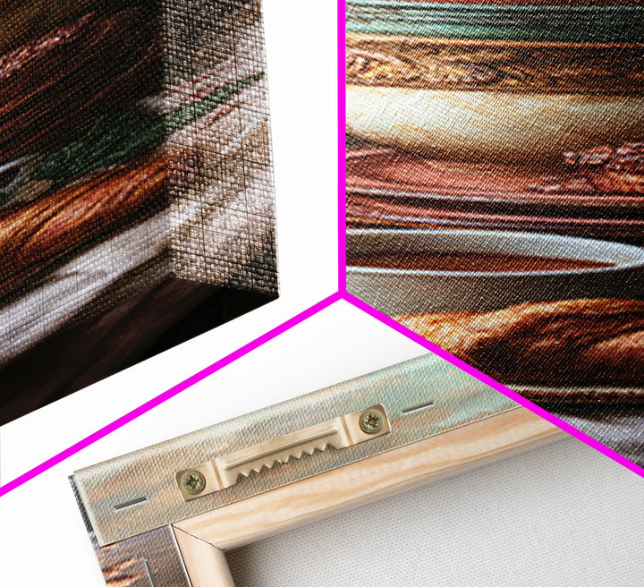 French Bistro Coffee and Croissant Still Life Canvas Print, Restaurant Art, Neutral Decor, Restaurant Decor, Fine Art, Bistro, RES-1x3-18