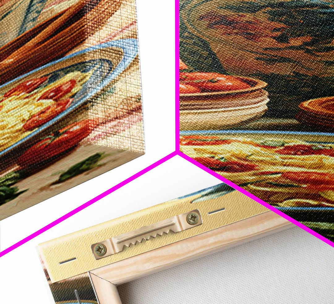 Fresh Pasta with Tomatoes and Basil Canvas Print, Restaurant Art, Gallery Decor, Restaurant Decor, Fine Art, Bistro, Wall Art, RES-1x3-38