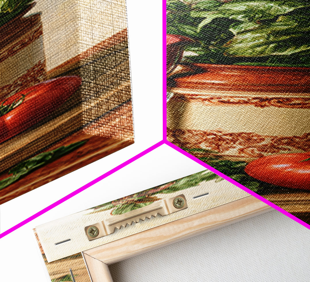 Chef Knife Herbs and Cutting Board Still Canvas Print, Restaurant Art, Modern Decor, Restaurant Decor, Fine Art, Bistro, RES-1x3-49