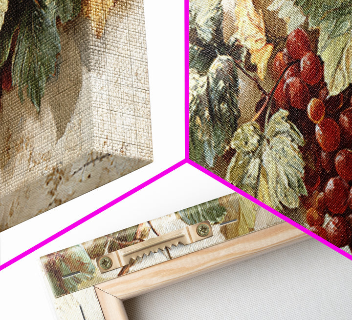Wine Grapevine Botanical Study Framed Canvas Print, Restaurant Art, Wall Art Print, Restaurant Decor, Fine Art, Bistro, RES-2x1-11
