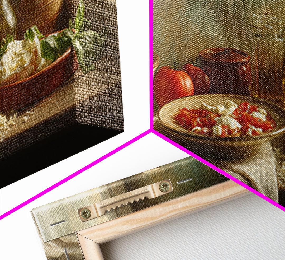 Pizzeria Tomato Basil and Mozzarella Still Life Canvas Print, Restaurant Art, Minimalist Decor, Restaurant Decor, Bistro, RES-2x1-30