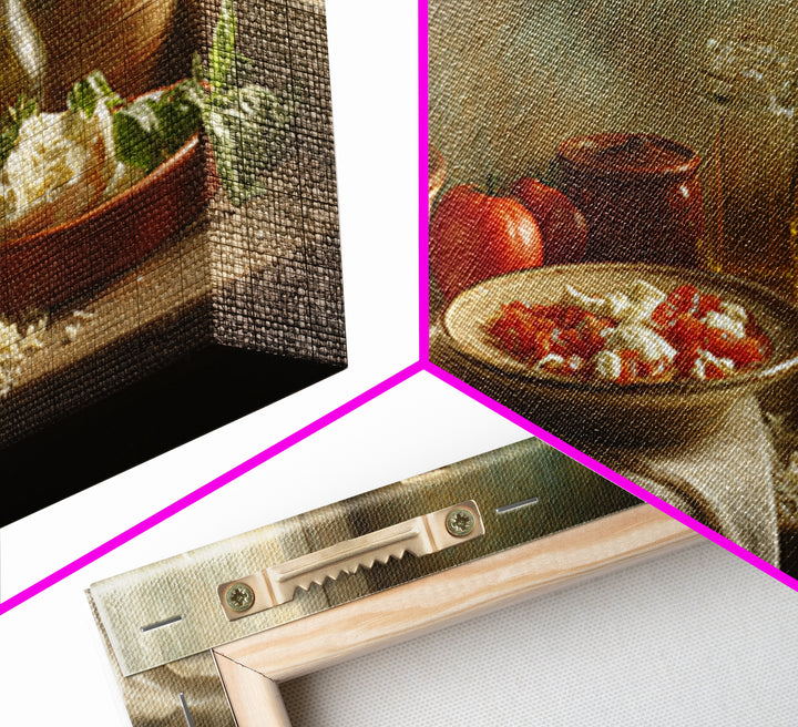 Pizzeria Tomato Basil and Mozzarella Still Life Canvas Print, Restaurant Art, Minimalist Decor, Restaurant Decor, Bistro, RES-2x1-30