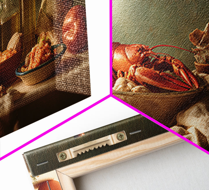 Seafood Lobster and Shell Arrangement Canvas Print, Restaurant Art, Printable Wall Art, Restaurant Decor, Fine Art, Bistro, RES-2x1-52