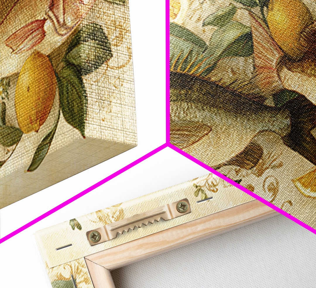 Fresh Fish with Lemon and Herbs Framed Canvas Print, Restaurant Art, Gallery Decor, Restaurant Decor, Fine Art, Bistro, RES-2x1-67