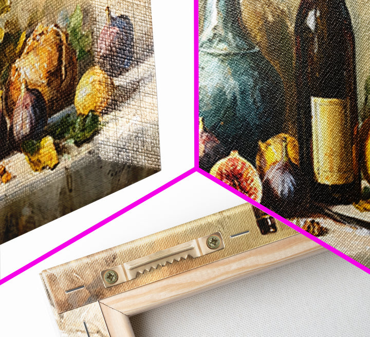 Wine Bottle and Figs Canvas Print, Restaurant Art, Living Room Decor, Restaurant Decor, Fine Art, Bistro, Gallery Decor, RES-2x1-69