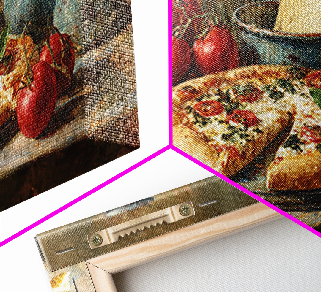 Pizzeria Tomato Basil and Mozzarella Still Life Canvas Print, Restaurant Art, Art Print, Restaurant Decor, Fine Art, Bistro, RES-2x1-78