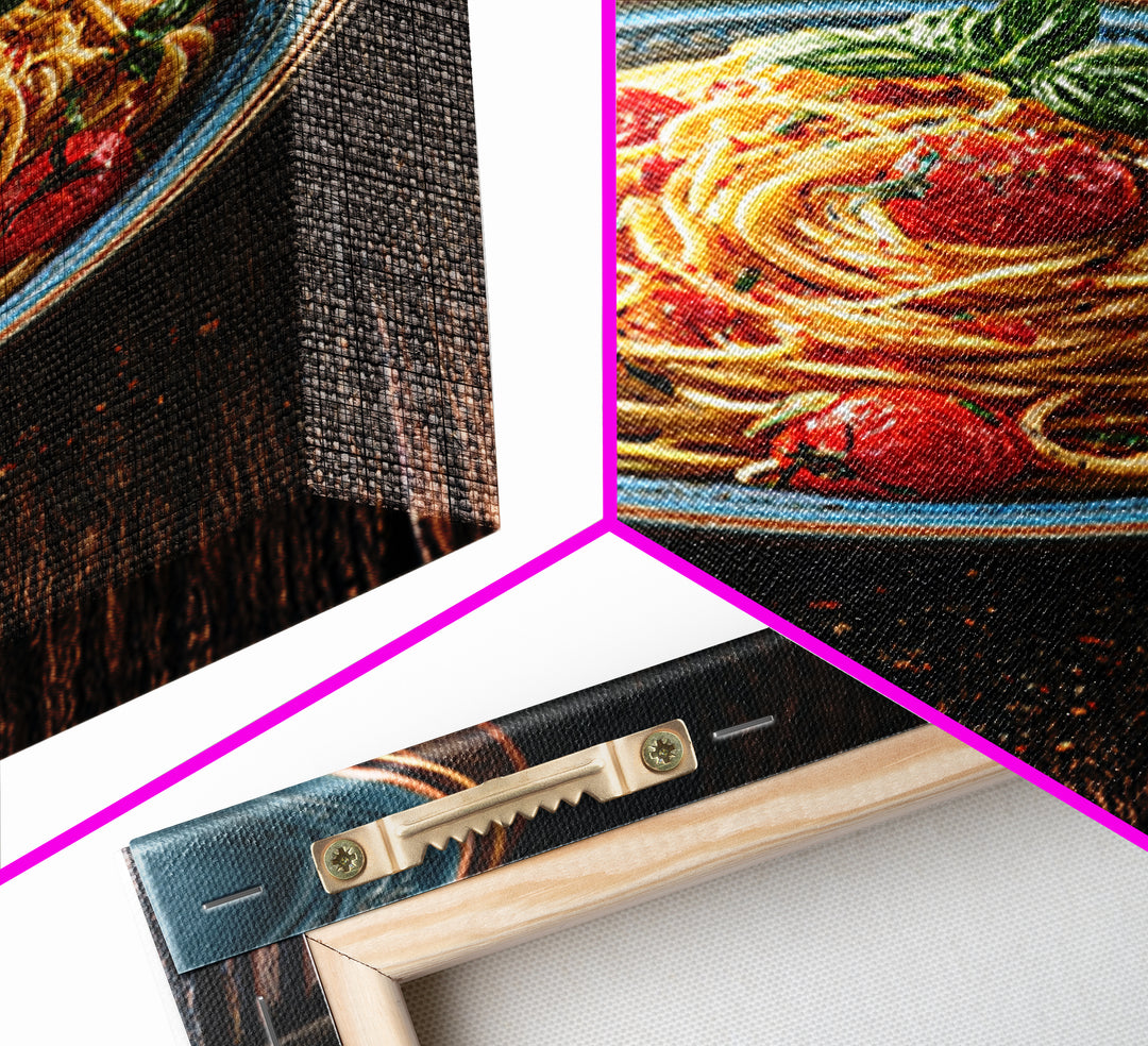 Fresh Pasta with Tomatoes and Basil Canvas Print, Restaurant Art, Contemporary Art, Restaurant Decor, Fine Art, Bistro, RES-2x3-10