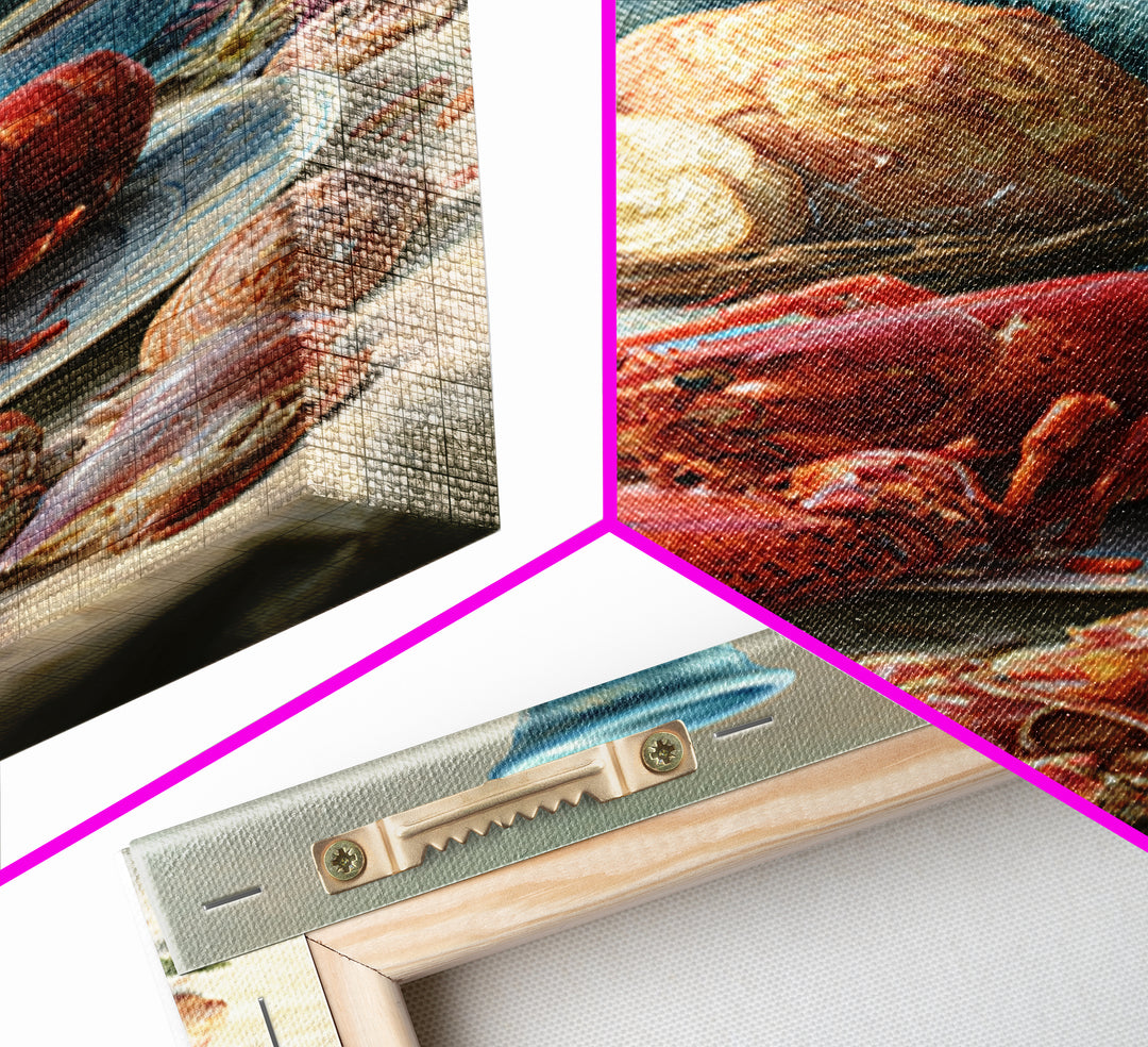 Seafood Lobster and Shell Arrangement Canvas Print, Restaurant Art, Gallery Decor, Restaurant Decor, Fine Art, Bistro, RES-2x3-16