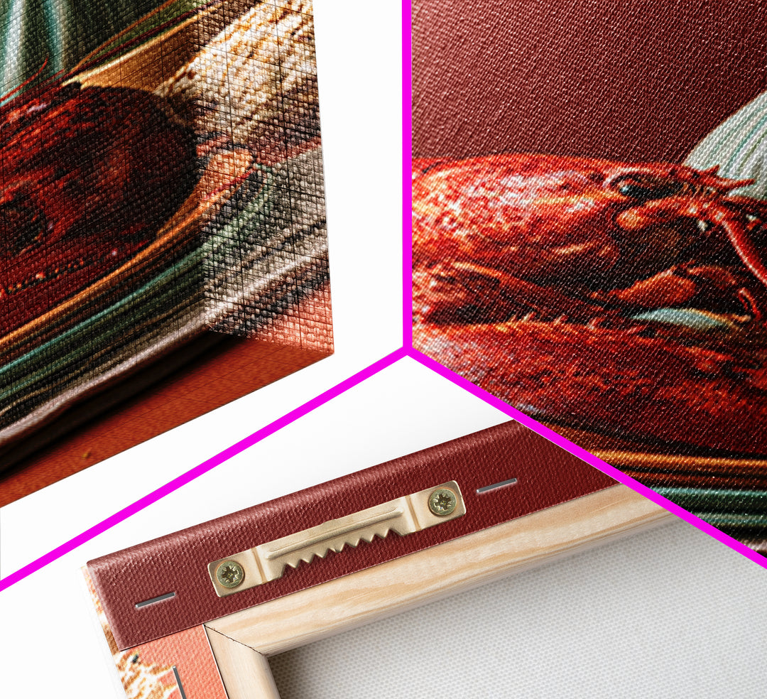 Seafood Lobster and Shell Arrangement Canvas Print, Restaurant Art, Contemporary Art, Restaurant Decor, Fine Art, Bistro, RES-2x3-40