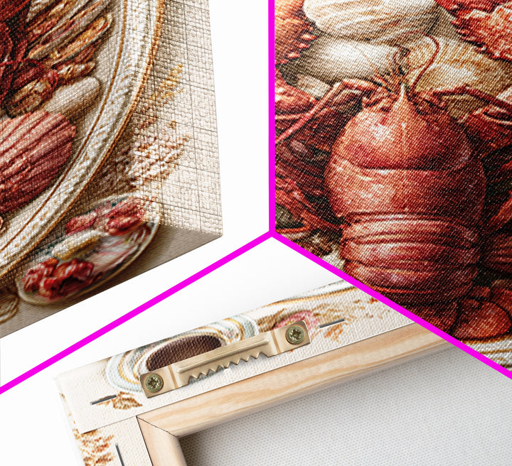 Seafood Lobster and Shell Arrangement Framed Canvas Print, Restaurant Art, Printable Wall Art, Restaurant Decor, Bistro, RES-2x3-64