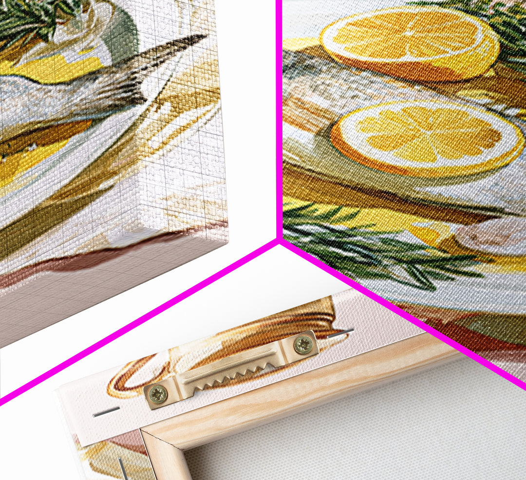 Fresh Fish with Lemon and Herbs Canvas Print, Restaurant Art, Fine Art Print, Restaurant Decor, Fine Art, Bistro, Wall Decor, RES-2x3-7