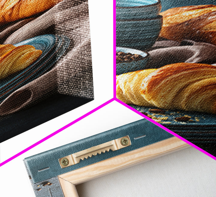 Coffee Beans and Pastry Arrangement Framed Canvas Print, Restaurant Art, Canvas Wall Art, Restaurant Decor, Fine Art, Bistro, RES-2x3-78